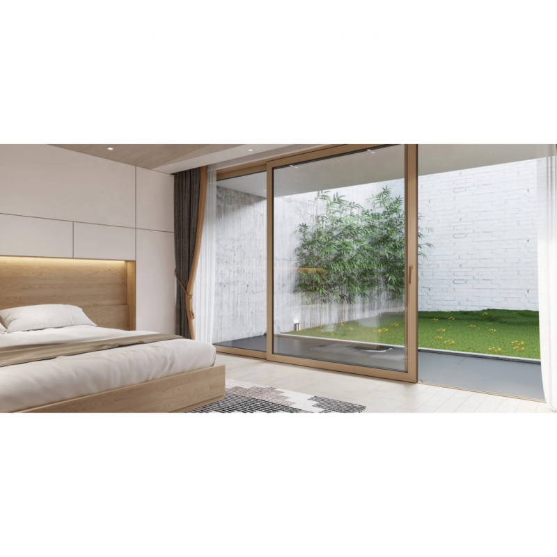 Simplicity Fashion Black Balcony Bedroom Tempered Interior Aluminium Alloy Sliding System Glass Door