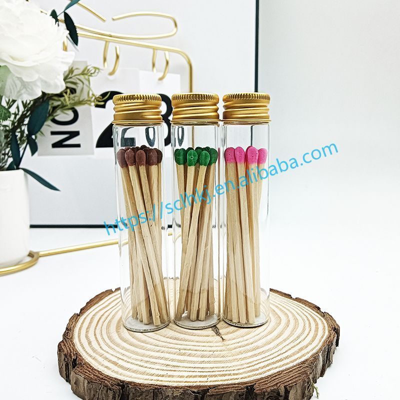 Glass Jar Wooden Matches Candle Matches Metal Threaded Lid Personalized Decorative Jar Large Household Matches