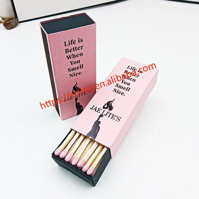 Customized Logo Aromatherapy Candle with Long Wooden Stem High Quality Pink Box Match Colorful Head Safe Promotion