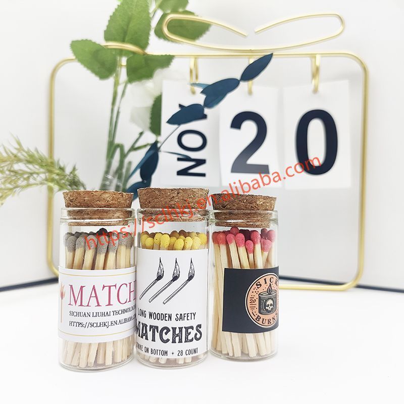 Bottled Wooden Matchsticks Candles Aromatherapy New Custom Colored Matchsticks Glass Jar Bottle Matchsticks