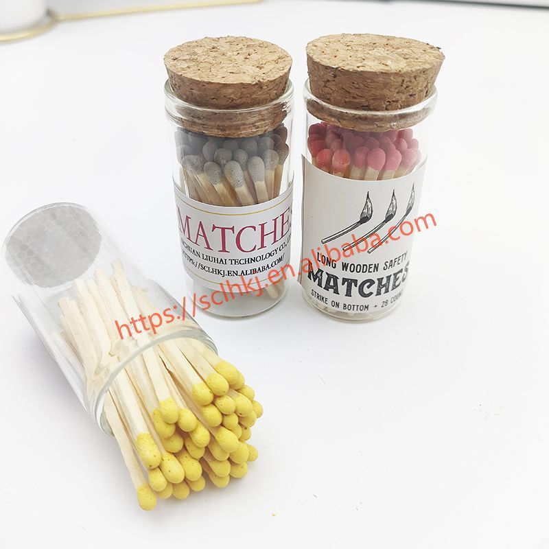 Bottled Wooden Matchsticks Candles Aromatherapy New Custom Colored Matchsticks Glass Jar Bottle Matchsticks