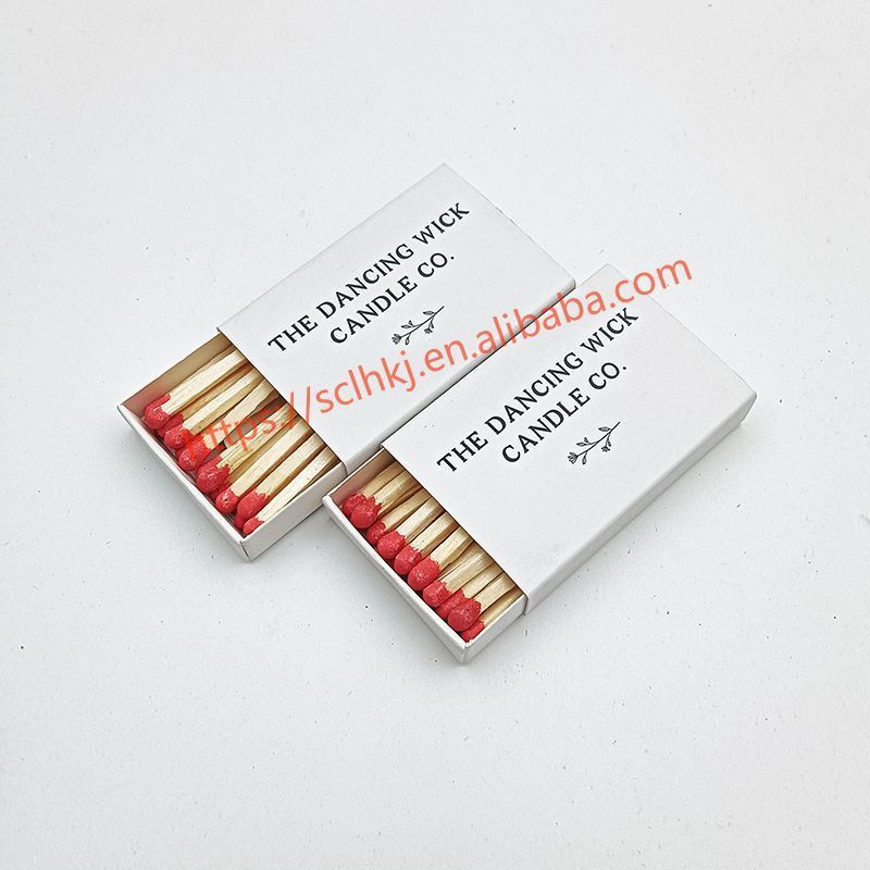 Customized White Box Black Logo Candle Matches Hot Sale High Quality Extra Long 2 Inch Matches Hotel Matches