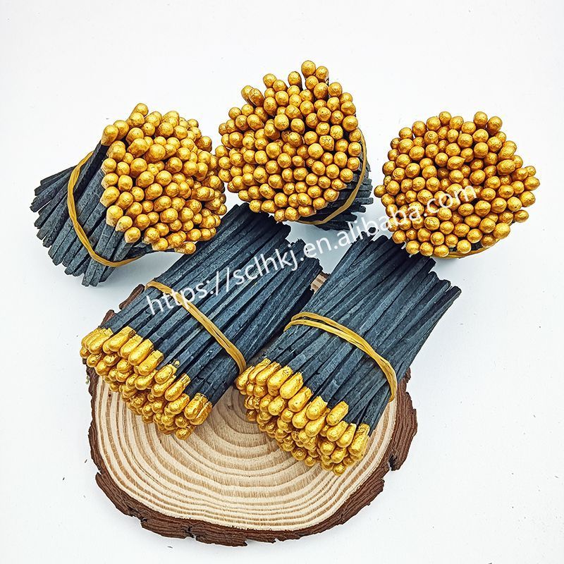 Sophisticated Wooden Matchsticks in Black with Gold Tips Premium Fire Starters for Home and Hotel Use