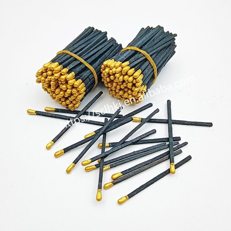 Sophisticated Wooden Matchsticks in Black with Gold Tips Premium Fire Starters for Home and Hotel Use