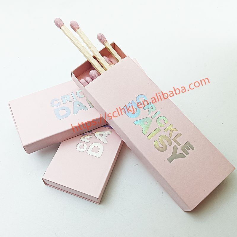 Pink Box Colorful Logo Safety Matchsticks Custom Logo Hotel Colorful Bulk Deluxe Candle Matches