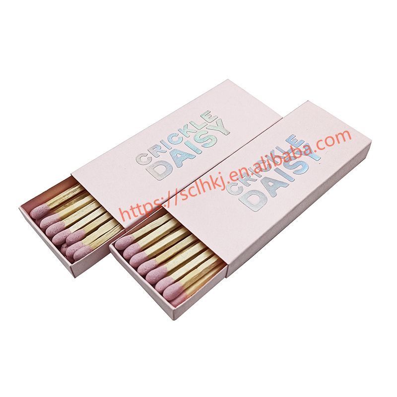 Pink Box Colorful Logo Safety Matchsticks Custom Logo Hotel Colorful Bulk Deluxe Candle Matches