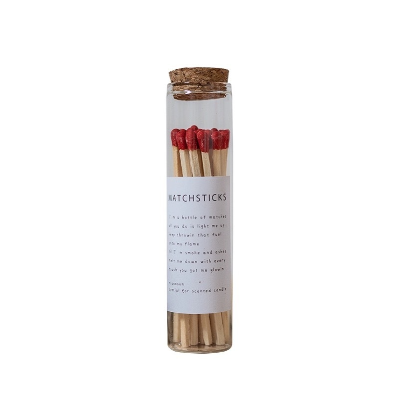 3inch Wooden Matchsticks In Bottle Candle Custom Label  Aromatherapy New Custom Colorful Match Sticks In Glass Jar Bottle Matche