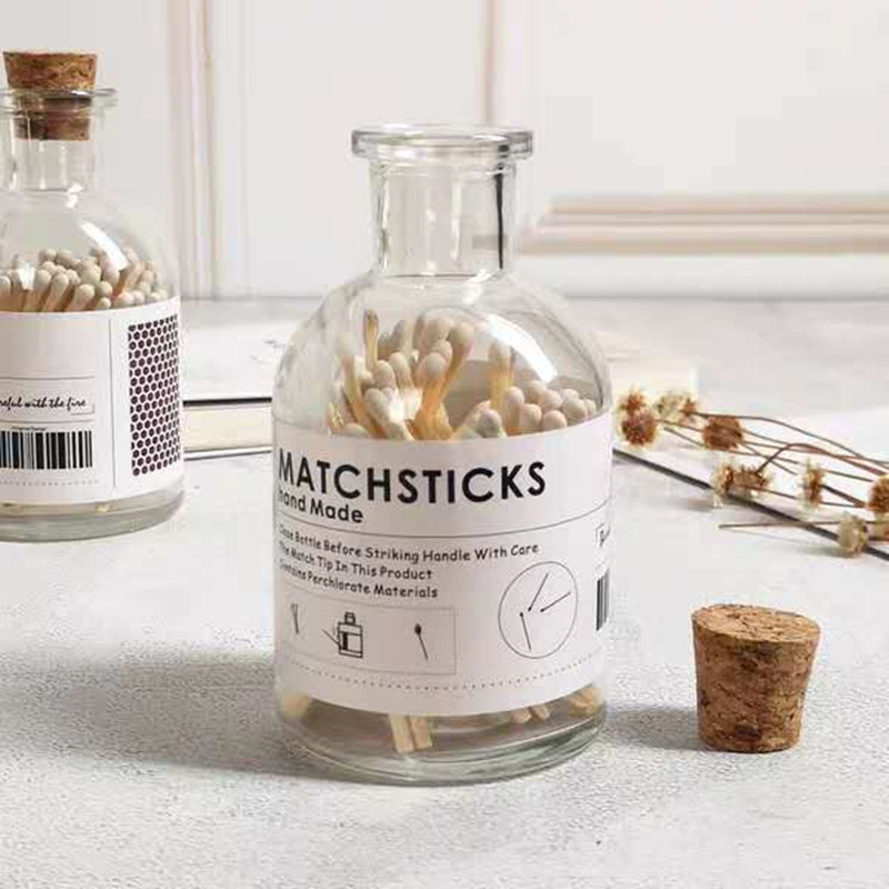 Wholesale Customized Glass Bottle Matches Colored Wooden Matchsticks For Candle Jar