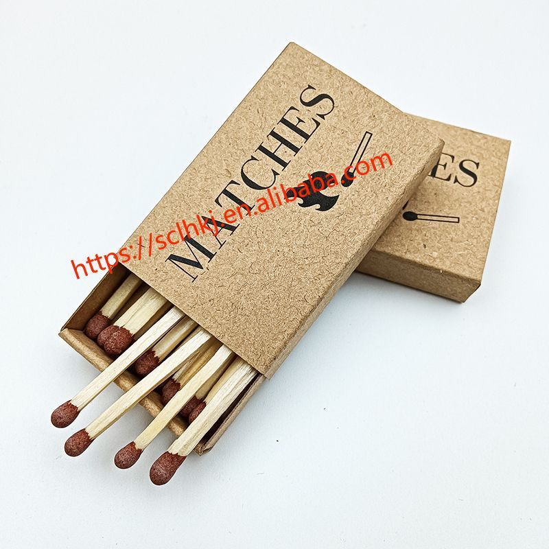 Customized Logo Kraft Box Black Candle Matches Hot Sale High Quality Extra Long 2 Inch Matches Hotel Matches