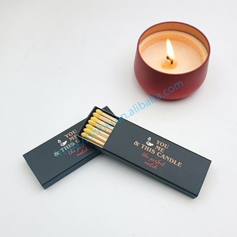 Hotel Advertising Available Matchbox Factory Processing Customized Size Stick Safety Bulk Black Box Candle Matches