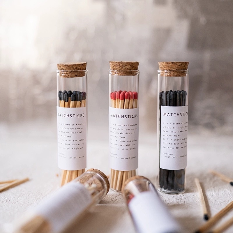 3inch Wooden Matchsticks In Bottle Candle Custom Label  Aromatherapy New Custom Colorful Match Sticks In Glass Jar Bottle Matche