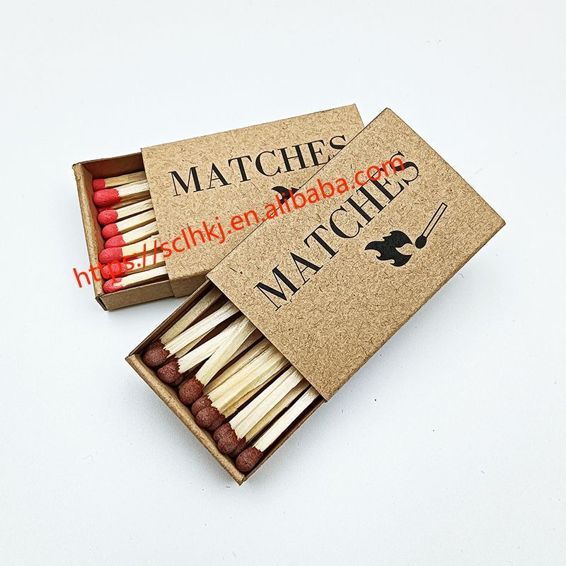 Customized Logo Kraft Box Black Candle Matches Hot Sale High Quality Extra Long 2 Inch Matches Hotel Matches