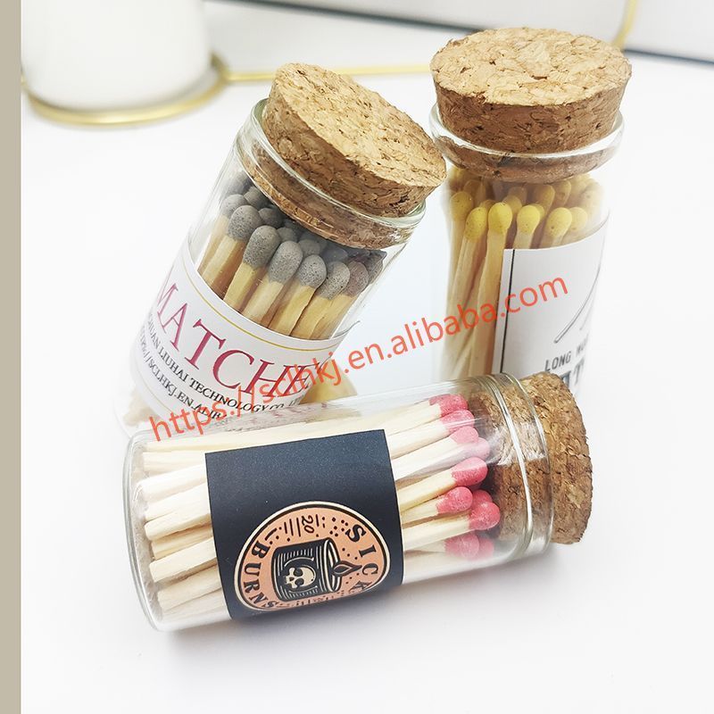 Factory wholesale price high quality wooden matches customized candle glass matches hotel colored matches