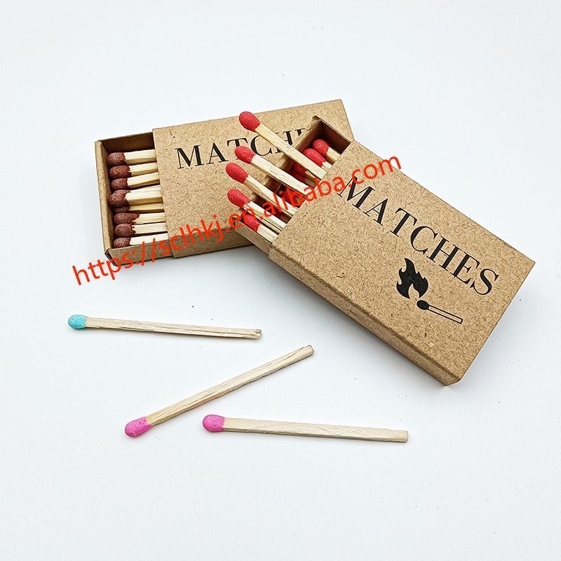 Customized Logo Kraft Box Black Candle Matches Hot Sale High Quality Extra Long 2 Inch Matches Hotel Matches