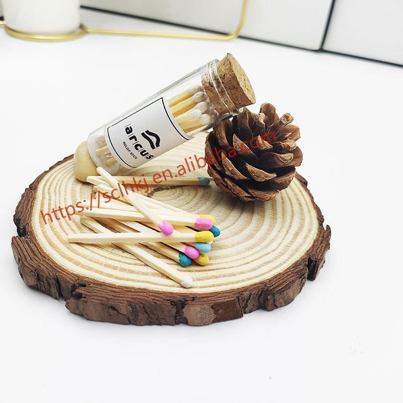 Customized Logo Branded Unique Candle Matches Colorful Wholesale Wooden Matches Glass Bottle Matches