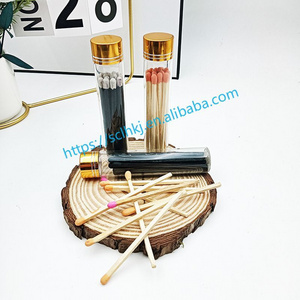 Glass Bottle Metal Threaded Cap 3 inch Custom Logo Colored Wooden Match Stick Deluxe Safety Glass Bottle with Scented Matches