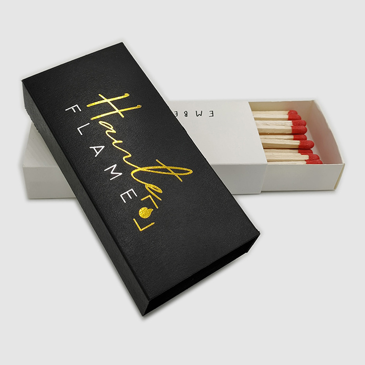 Stick matches, customized safety match boxes, and match colors can be customized