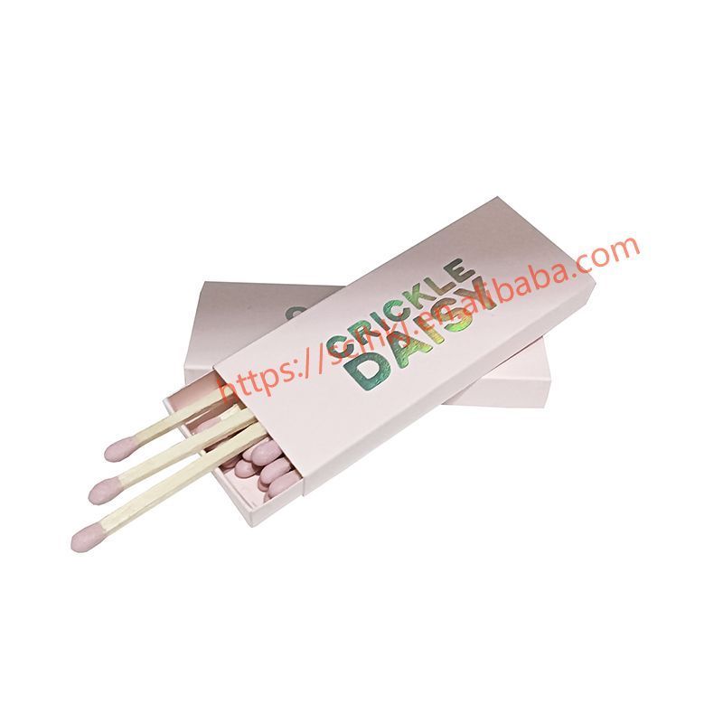 Pink Box Colorful Logo Safety Matchsticks Custom Logo Hotel Colorful Bulk Deluxe Candle Matches