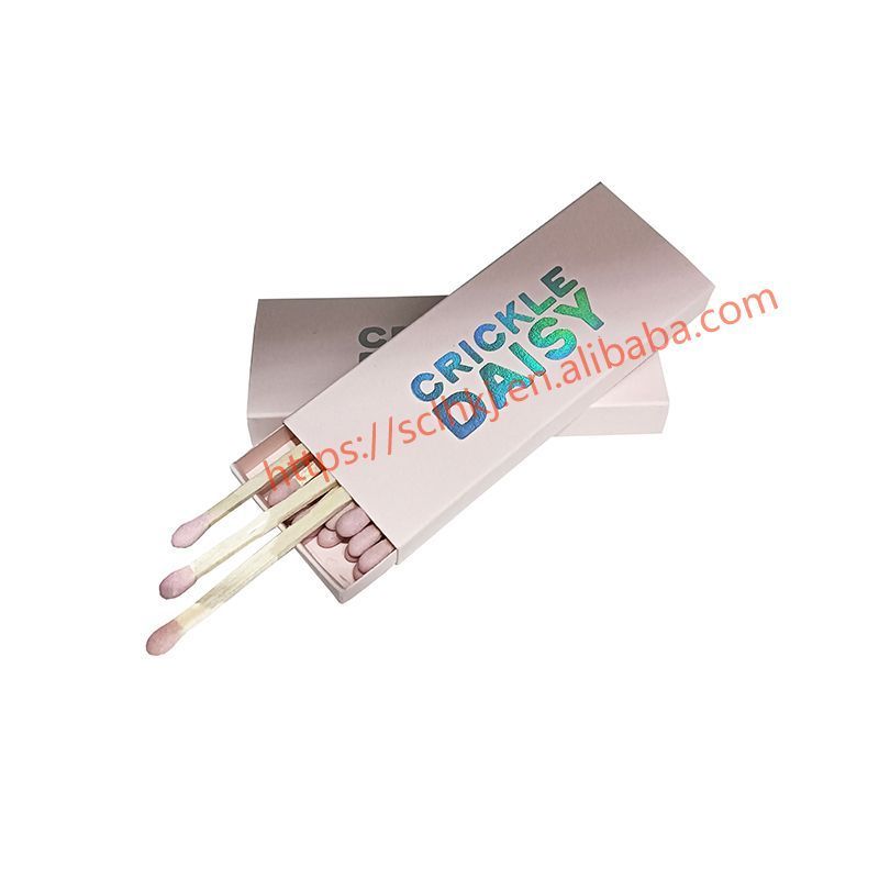 Customized Pink Box Stamped Silver Torch Logo Hotel Home Promotional Long Stick Matches with Custom Matchbox Candle