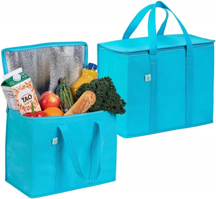 Disposable Thermal Insulated Cooler Bag Grocery Cool Carry Non Woven Lunch Cooler Bag For Food