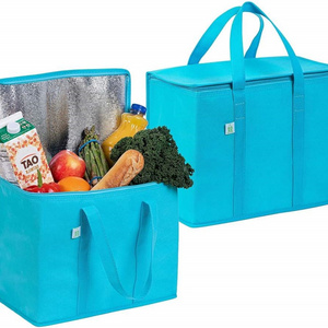 Disposable Thermal Insulated Cooler Bag Grocery Cool Carry Non Woven Lunch Cooler Bag For Food