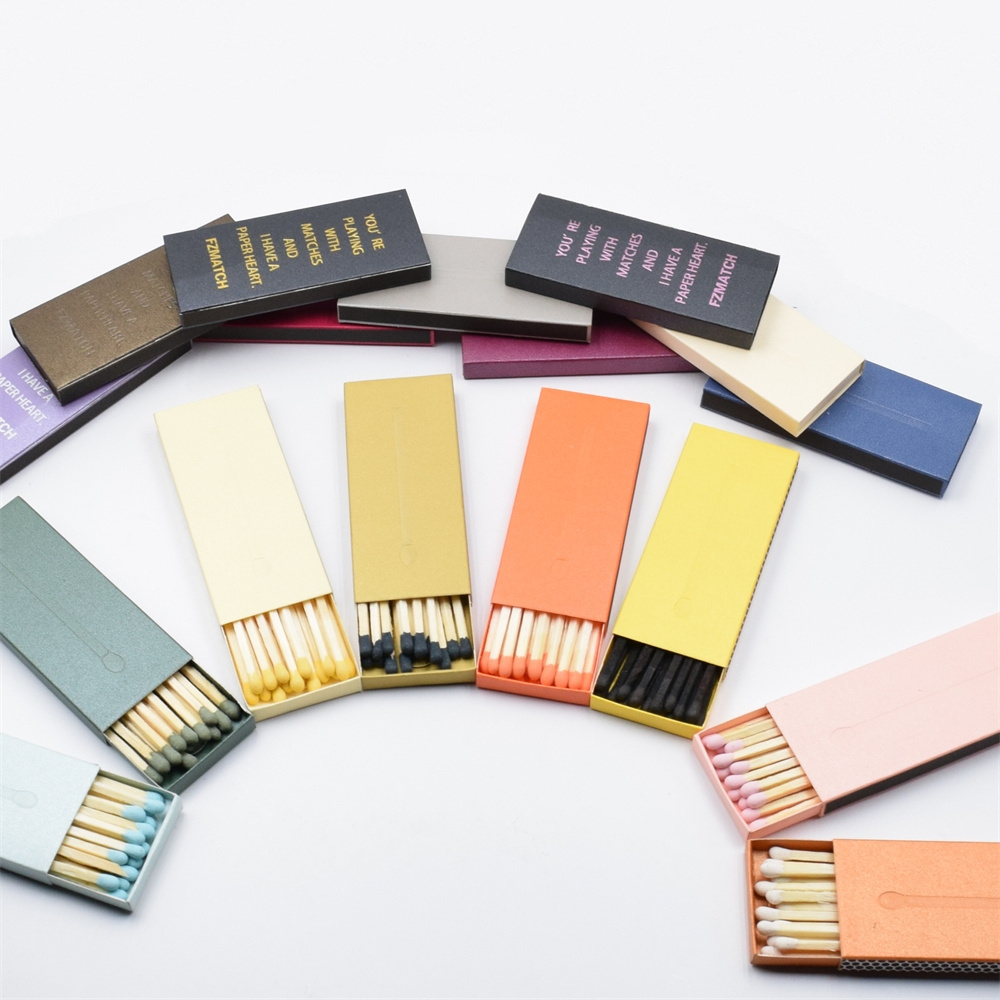 Customized matches boxes professional factory produces low MOQ customized Iridescent paper scented long matches