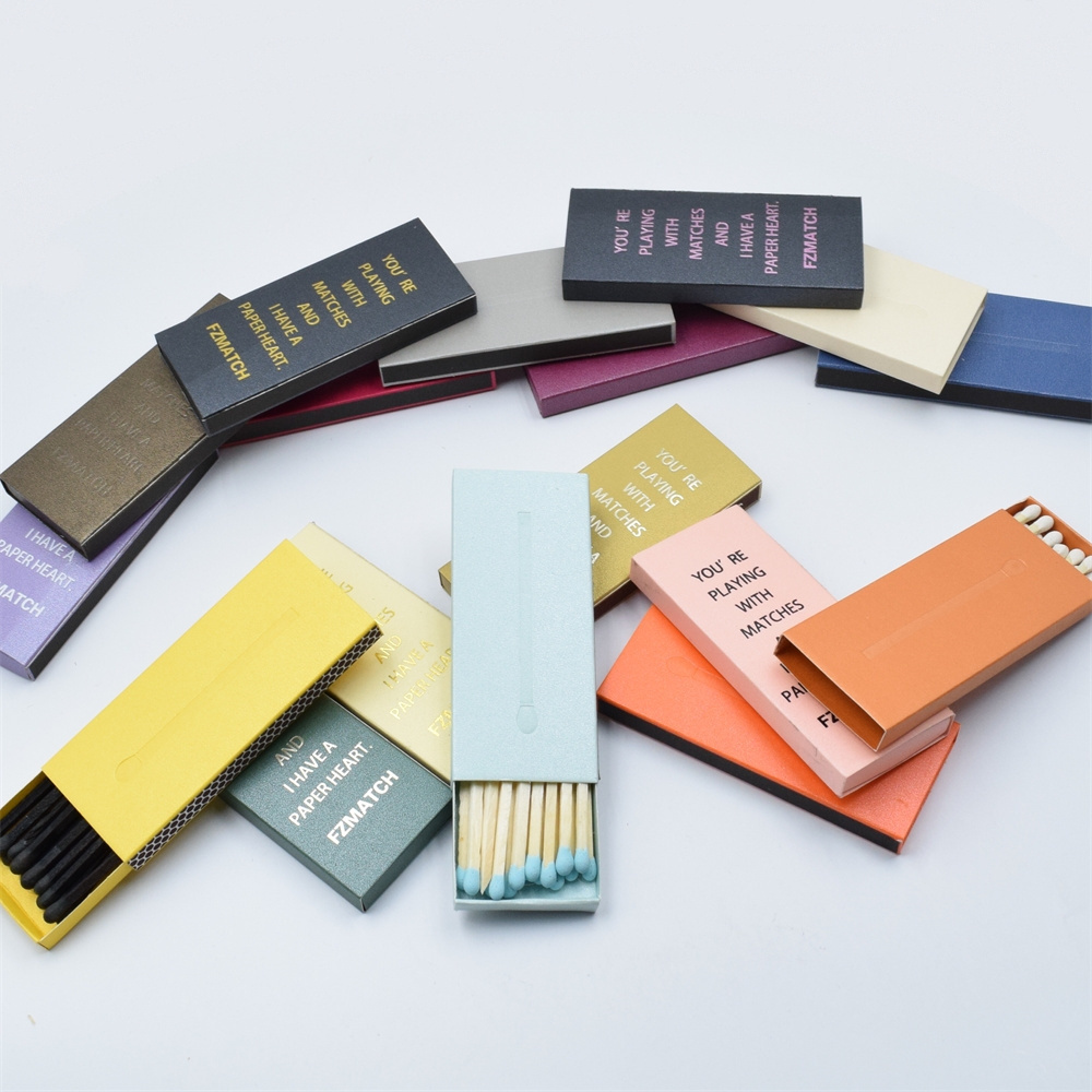 Customized matches boxes professional factory produces low MOQ customized Iridescent paper scented long matches