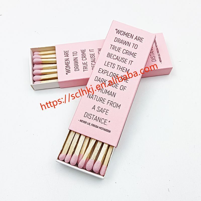 Customized Logo Aromatherapy Candle Promotion Pink Matches In Pink Box Matches Cheap High Quality Wooden Stem Long Matches