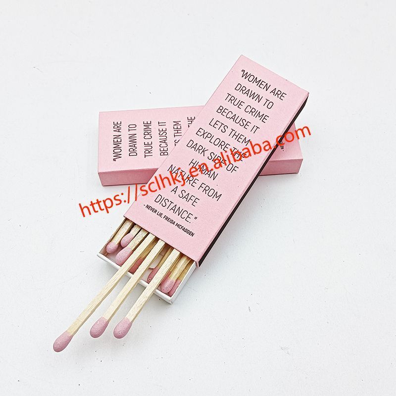 Customized Logo Aromatherapy Candle Promotion Pink Matches In Pink Box Matches Cheap High Quality Wooden Stem Long Matches