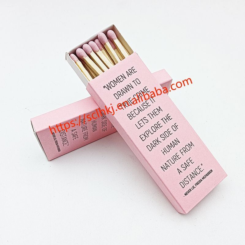 Customized Logo Aromatherapy Candle Promotion Pink Matches In Pink Box Matches Cheap High Quality Wooden Stem Long Matches