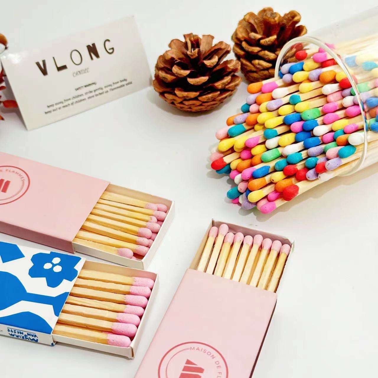 Cute Matchbox Wooden Wholesale With Lower Price White Color Tip for Hotel Colored Personalized Stick Wooden Bulk Match