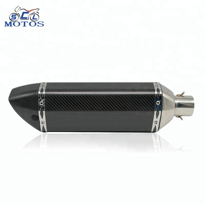 470mm Real Carbon Fiber Motorcycle Exhaust Muffler motorcycle Pipe Big engine Moto Escape with Silencer muffler