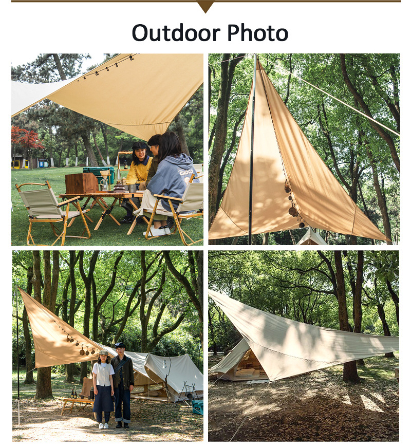 Rooftop150D Oxford Silver Coating Awning Waterproof Sunshade Tent Tarp Camping Hammock Sun Shelter Garden Canopy Rain Fly 3*3M