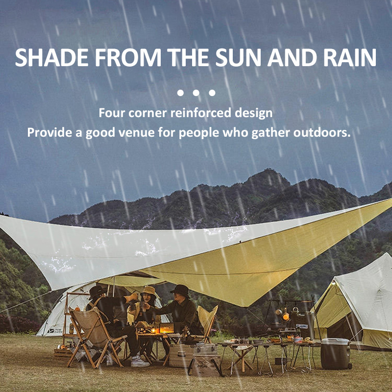 Rooftop150D Oxford Silver Coating Awning Waterproof Sunshade Tent Tarp Camping Hammock Sun Shelter Garden Canopy Rain Fly 3*3M