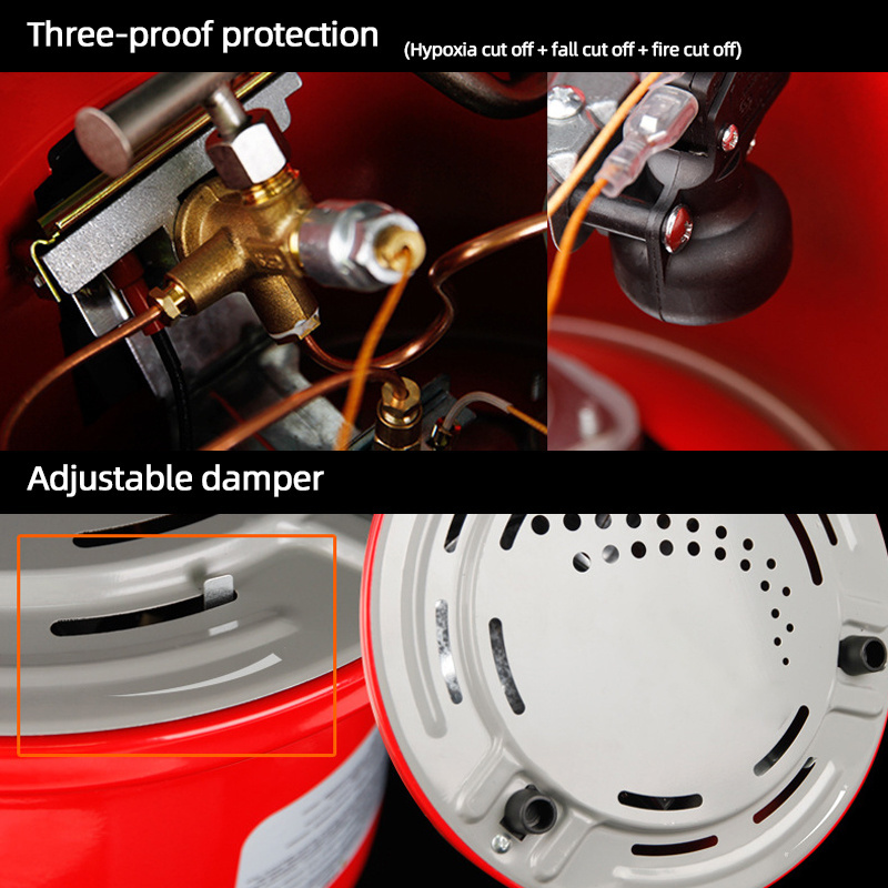 Outdoor Tent Propane Heater 2-in-1 Camping Gas Stove Portable Camp Heaters for Ice Fishing Survival Emergency Patio Orange