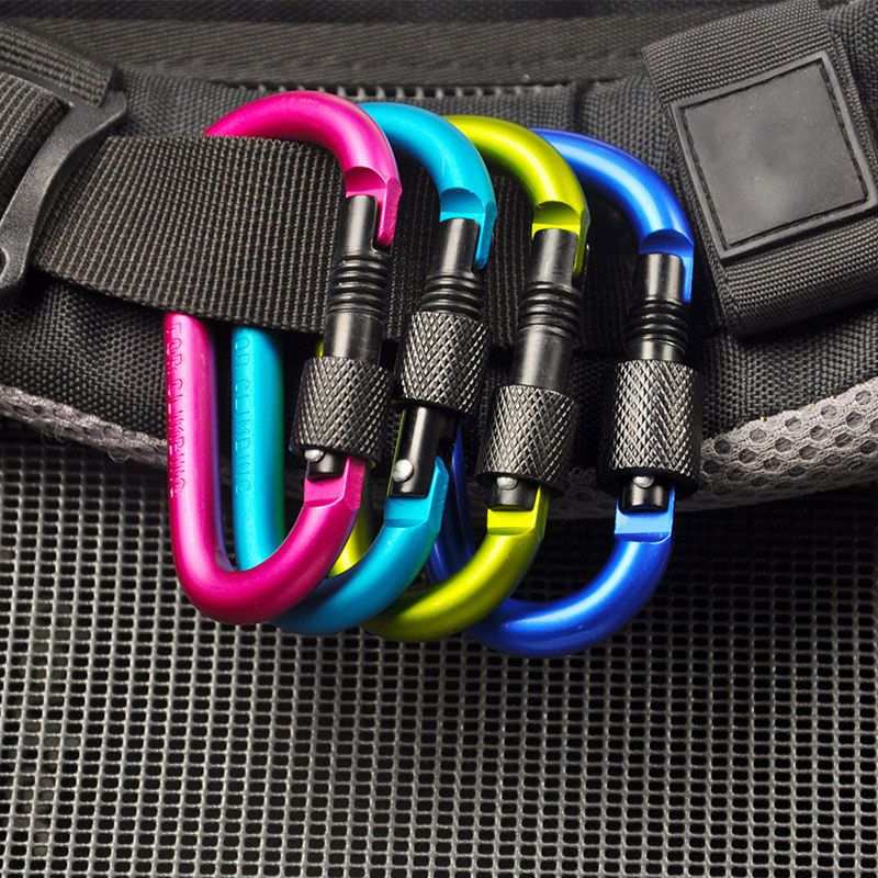 New high quality thick 8CM with lock D type extreme sports mountaineering camping fastener aluminum backpack buckle