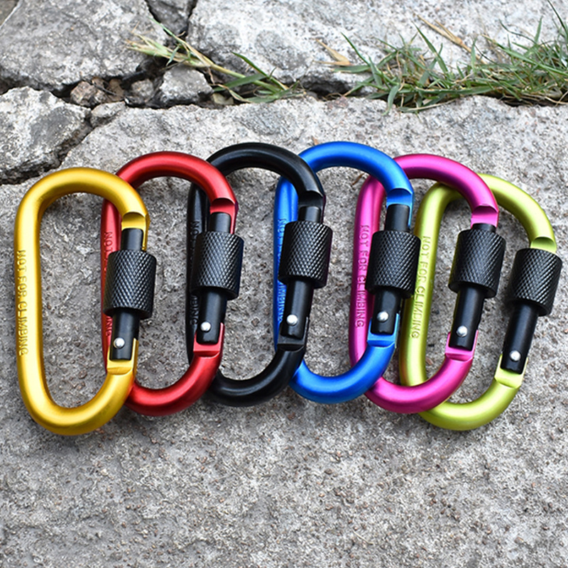 New high quality thick 8CM with lock D type extreme sports mountaineering camping fastener aluminum backpack buckle