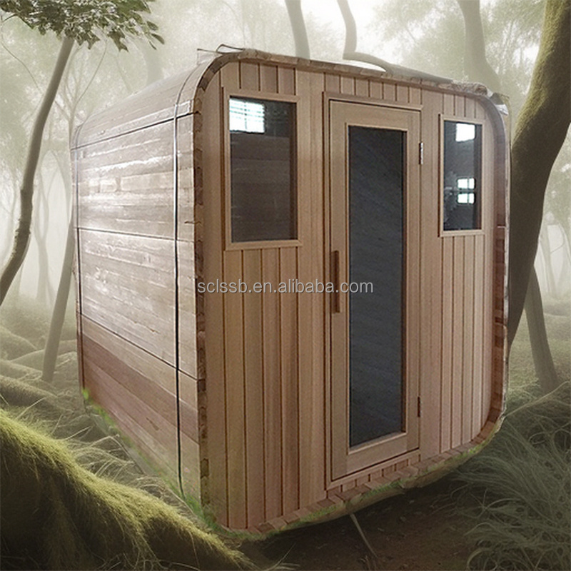 Hot Sale Outdoor Barrel Sauna Wood 6 Person Sauna Room Traditional Steam Sauna Room Leshu factory price