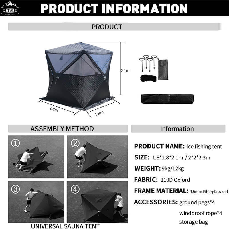 Pop up ice fishing waterproof roof top outdoor hexagonal insulated portable mobil camping thermal tent sauna tent large supplies