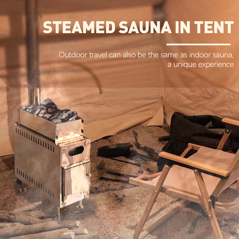 New Design Factory Price Portable Stainless steel Wood Stove Sauna Tent Stove with Long Chimney for Outdoor Picnic Ice Fishing