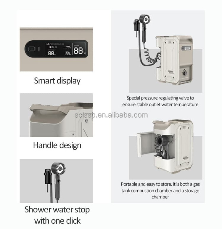 Outdoor Portable up to 65C gas Boiler Heaters Hot Shower Propane Instant Butane Tankless Portable Gas Water Heater