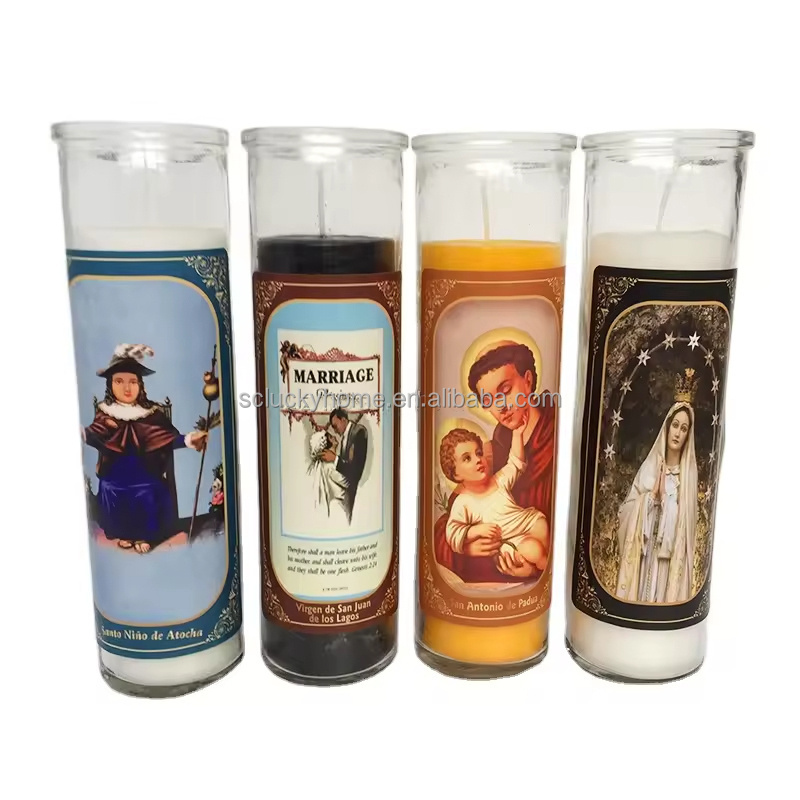 Spells Religious Church Paraffin Wax Novena Vigil Clear plain Glass Jar 5 to 7 Day White or Color Candle