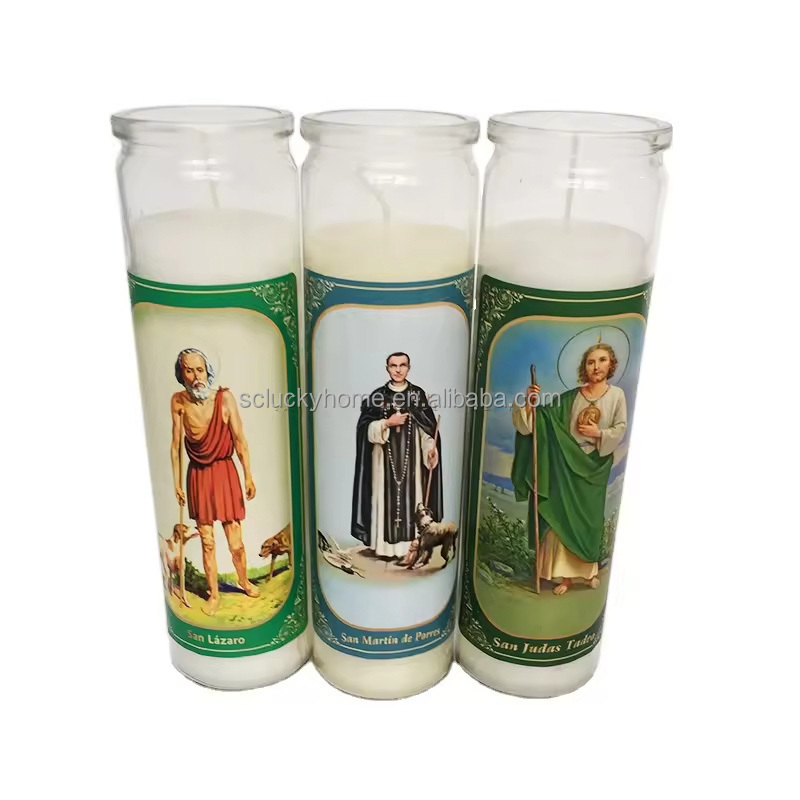 bulk wholesale prayer religious candle glass jar mexican spiritual soy products mexico catholic religious prayer pillar  candles