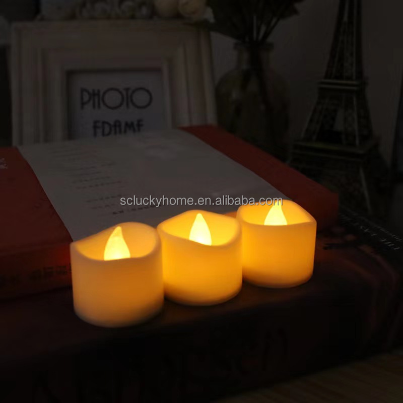 Mini Plastic wedding Decorative Flickering Flameless Battery Operated LED Tealight Tea Light Candles