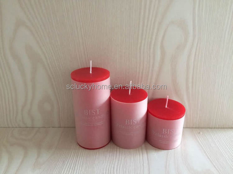 Custom Romantic Birthday Wedding Candles Roman Pillar Large Candle Wholesale Bulk Ivory White Pillar Wax Candles with bottles