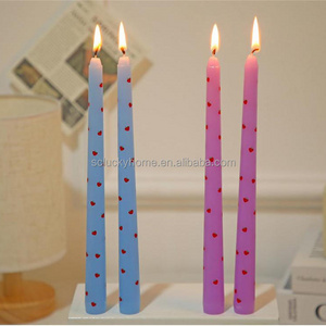 Stock Clearance Low price D2.2cm L25cm pink diameter customized Hand Painted texture Candlestick valentines Heart Taper candles