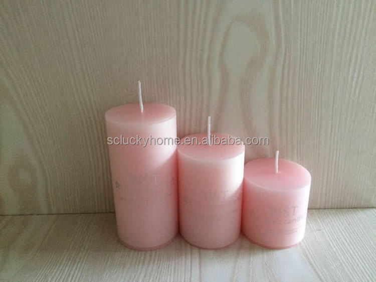 Custom Romantic Birthday Wedding Candles Roman Pillar Large Candle Wholesale Bulk Ivory White Pillar Wax Candles with bottles