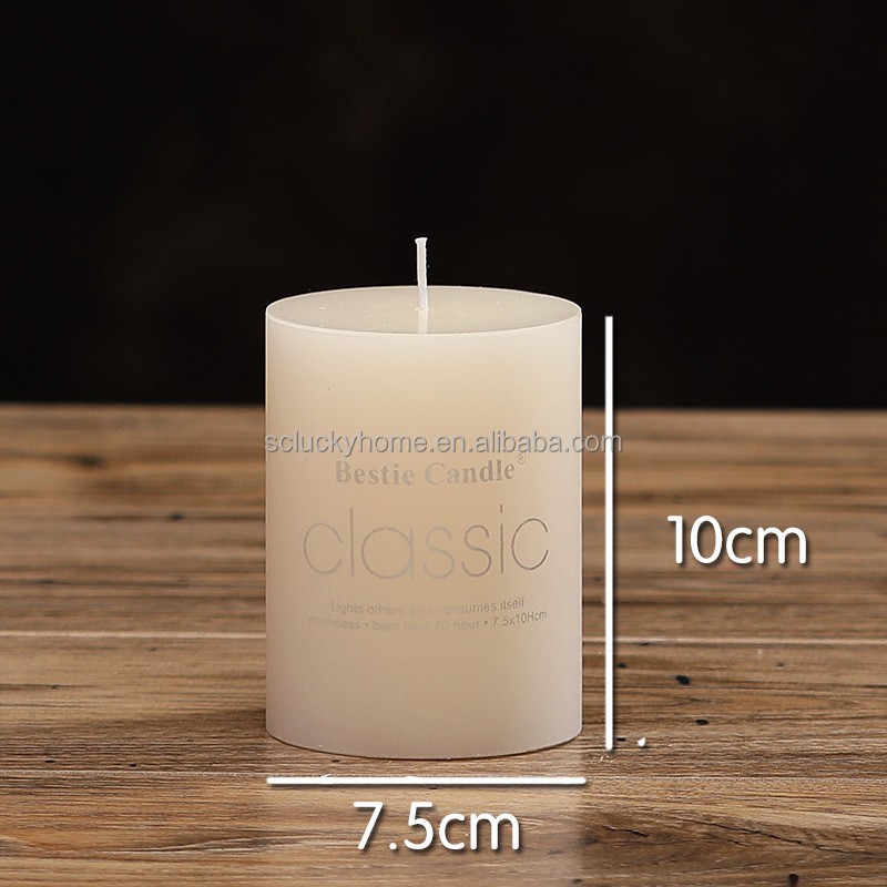 Custom Romantic Birthday Wedding Candles Roman Pillar Large Candle Wholesale Bulk Ivory White Pillar Wax Candles with bottles