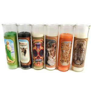 Hot selling colorful spiritual products candles santos glasses white church candles 7 day candles