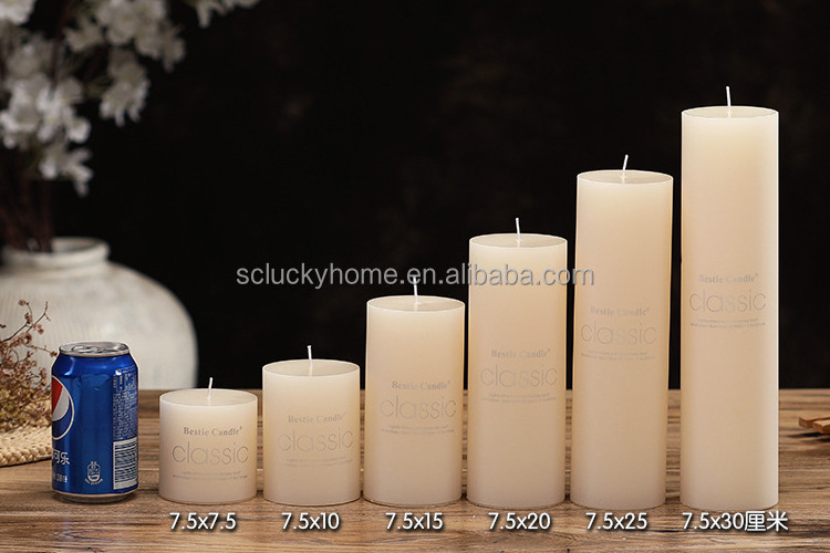 wholesale mary christmas white extra large cylindrical candle  round square ivory pillar candles xl wedding home decoration